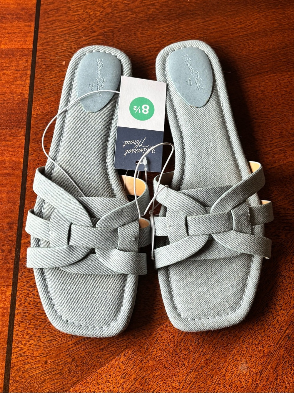 Light Blue Woven Slide Sandals - Women's